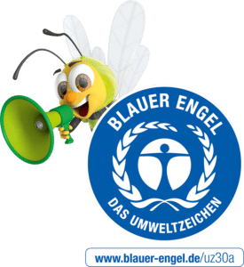 DebaBee Blauer Engel Debabee mit Logo Blauer Engel und Megafon